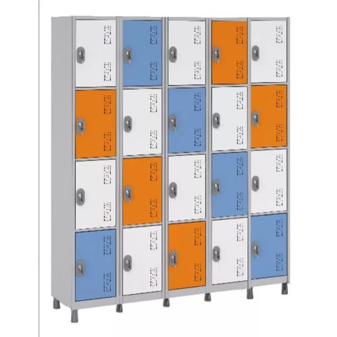 Armário de Aço Locker 20 Portas para Biblioteca:tricolor