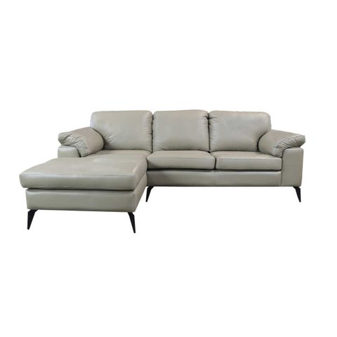 Sofá de Couro Asti 2 Lugares com Chaise Esquerda Avelã - Mempra Design