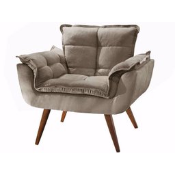 Poltrona Decorativa  Sala Recepção Escritório Pérola Suede Capuccino - 2