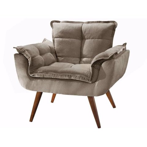 Poltrona Decorativa  Sala Recepção Escritório Pérola Suede Capuccino
