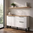 Ver imagem 3 de Balcão Buffet Cozinha com Tampo 114x85x51cm Cisne 120 Cozimax Branco/jequitiba