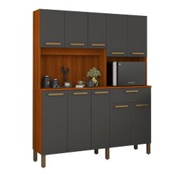 Armário Jade Cozinha 10 Portas Compacto e Resistente Mdf:cinza - 1