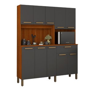 Armário Jade Cozinha 10 Portas Compacto e Resistente Mdf:cinza