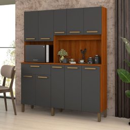 Armário Jade Cozinha 10 Portas Compacto e Resistente Mdf:cinza - 5