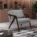 Ver imagem 3 de Conjunto 2 Poltronas Sala de Estar Monique Madeira Castanho Cor: Cinza Veludo