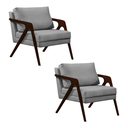 Ver imagem 1 de Conjunto 2 Poltronas Sala de Estar Monique Madeira Castanho Cor: Cinza Veludo