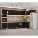 Ver imagem 2 de Armário de Cozinha Modulada de Canto 9 Peças CP04 Balcão Castanho/Preto - Lumil Lumil Móveis