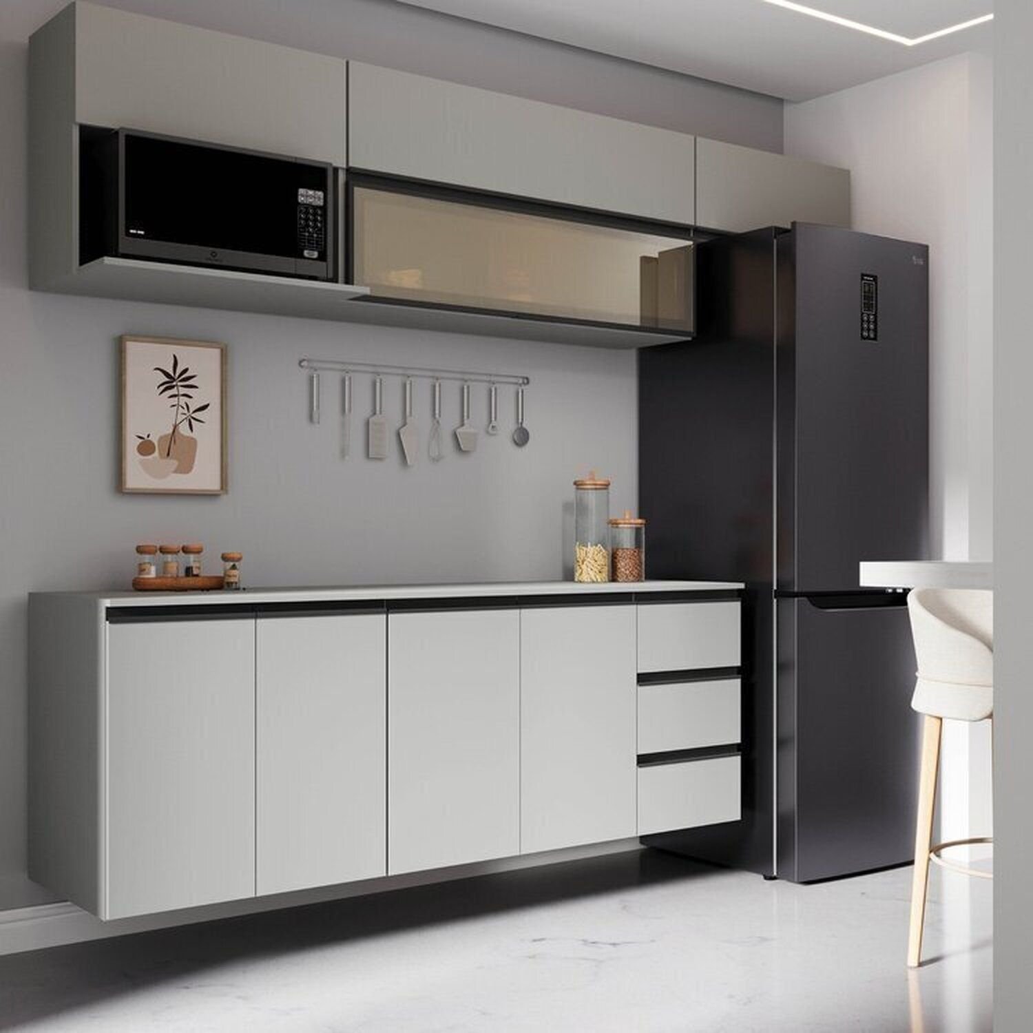 Cozinha Modulada 6 Peças 4 Aéreos 2 Balcões Nara CabeCasa