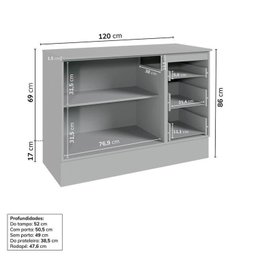 Cozinha Modulada 6 Peças 4 Aéreos 2 Balcões Nara Cabecasa Madeiramadeira - 13