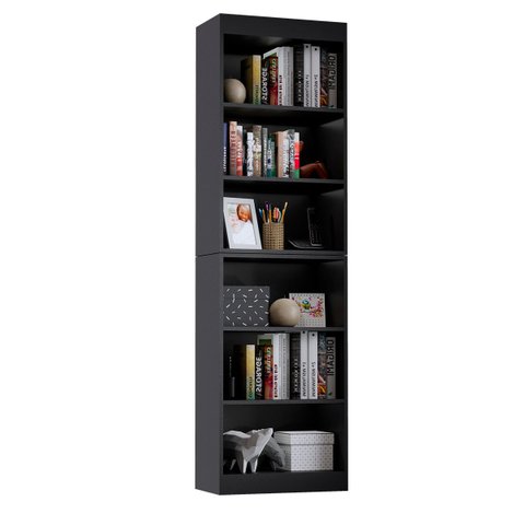 Estante Livreiro Bipartida 5 Nichos Alta para Sala, Escritório e Decoração