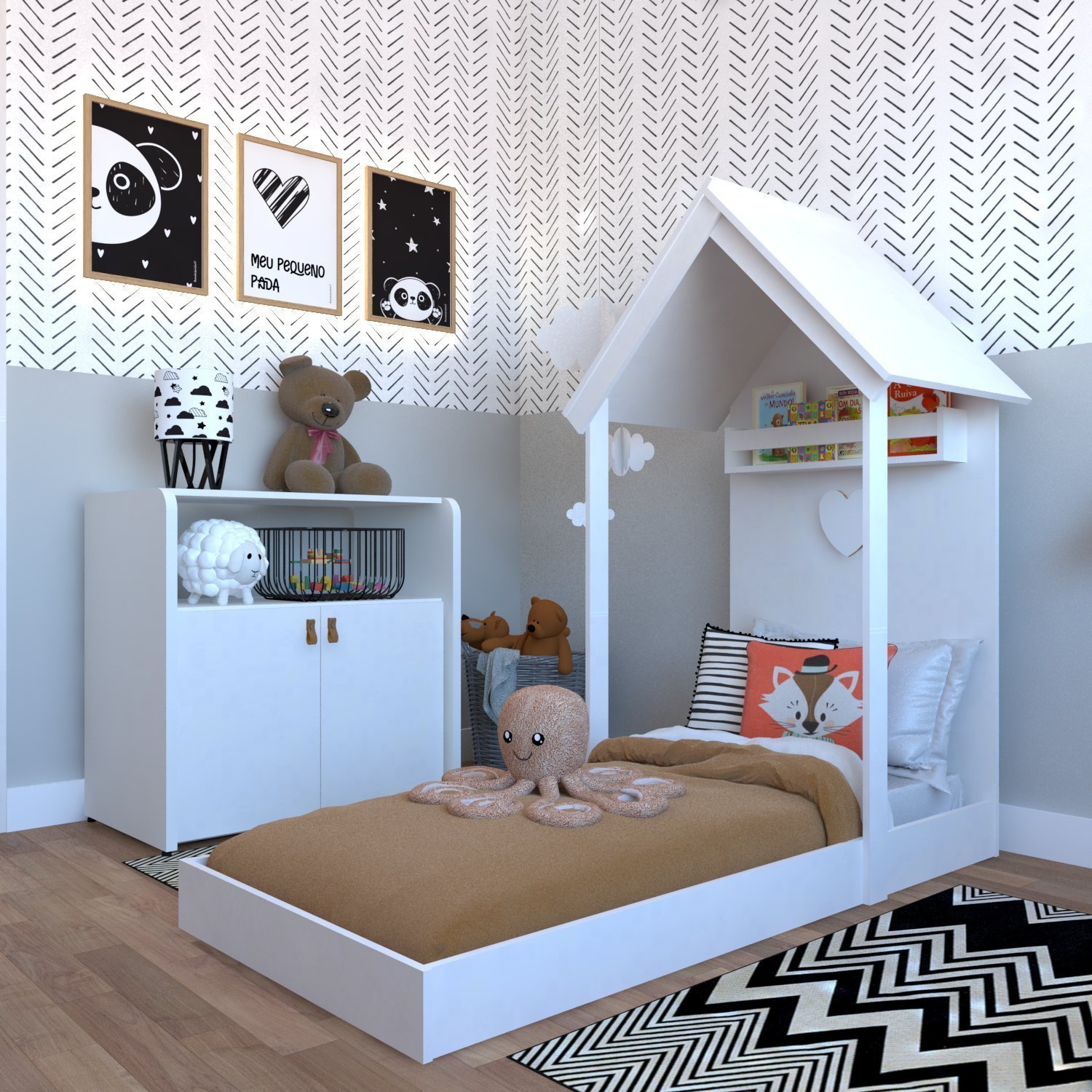 Quarto Infantil com Cama e Armário Espresso Móveis - 1