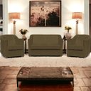 Ver imagem 1 de Kit Namoradeira + 4 Poltronas Decorativas para Sala Mila Suede Cores Pé de Plastico Cromado
