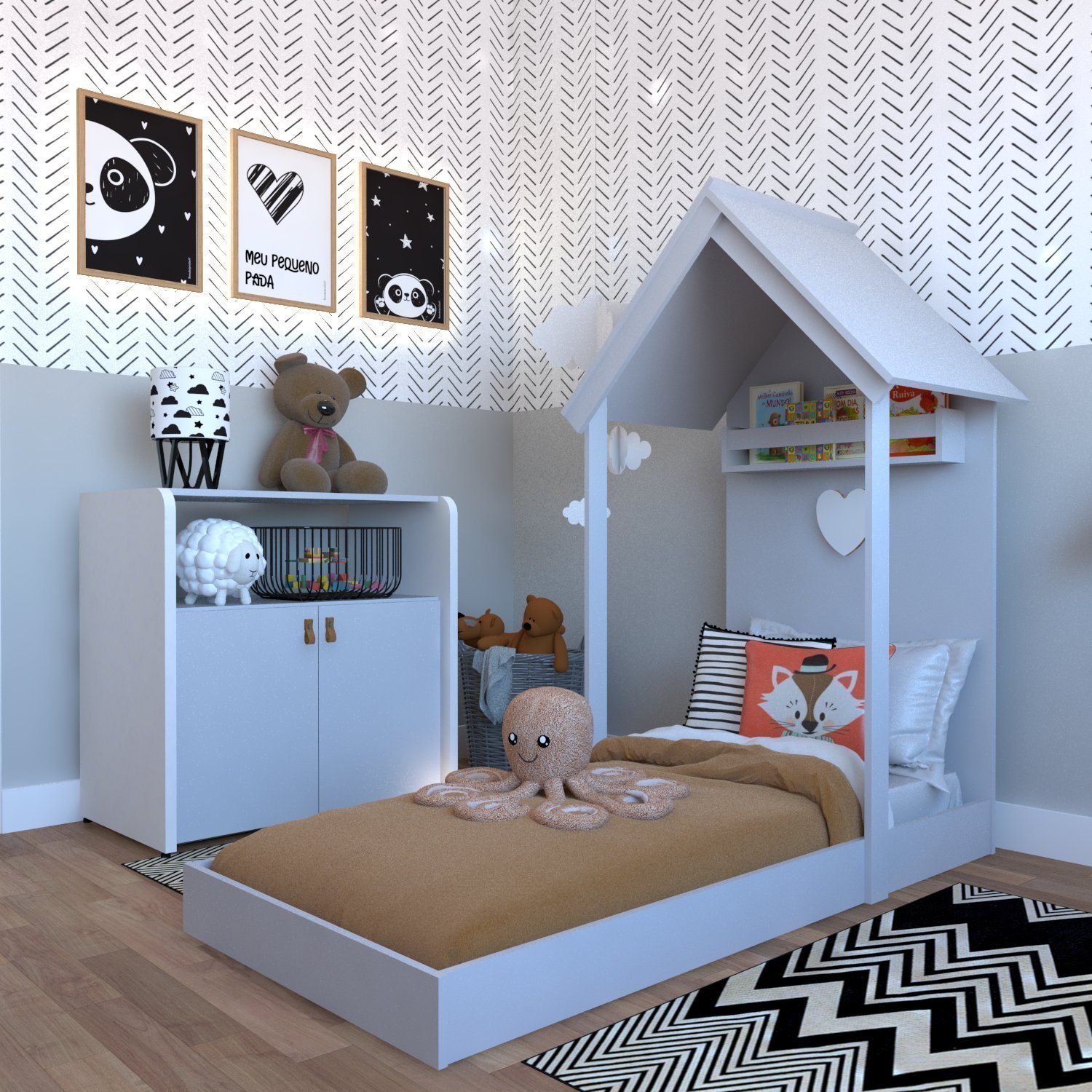 Quarto Infantil com Cama e Armário Espresso Móveis - 1