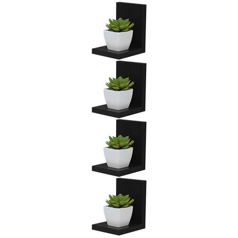 Kit com 4 Mini Prateleiras Buzios 15 X 12cm - Preto