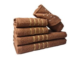 Jogo de Toalha 2 Banho 2 Rosto 1 Piso - 5pçs Coleção Dubai 100% Algodão Marrom - 4