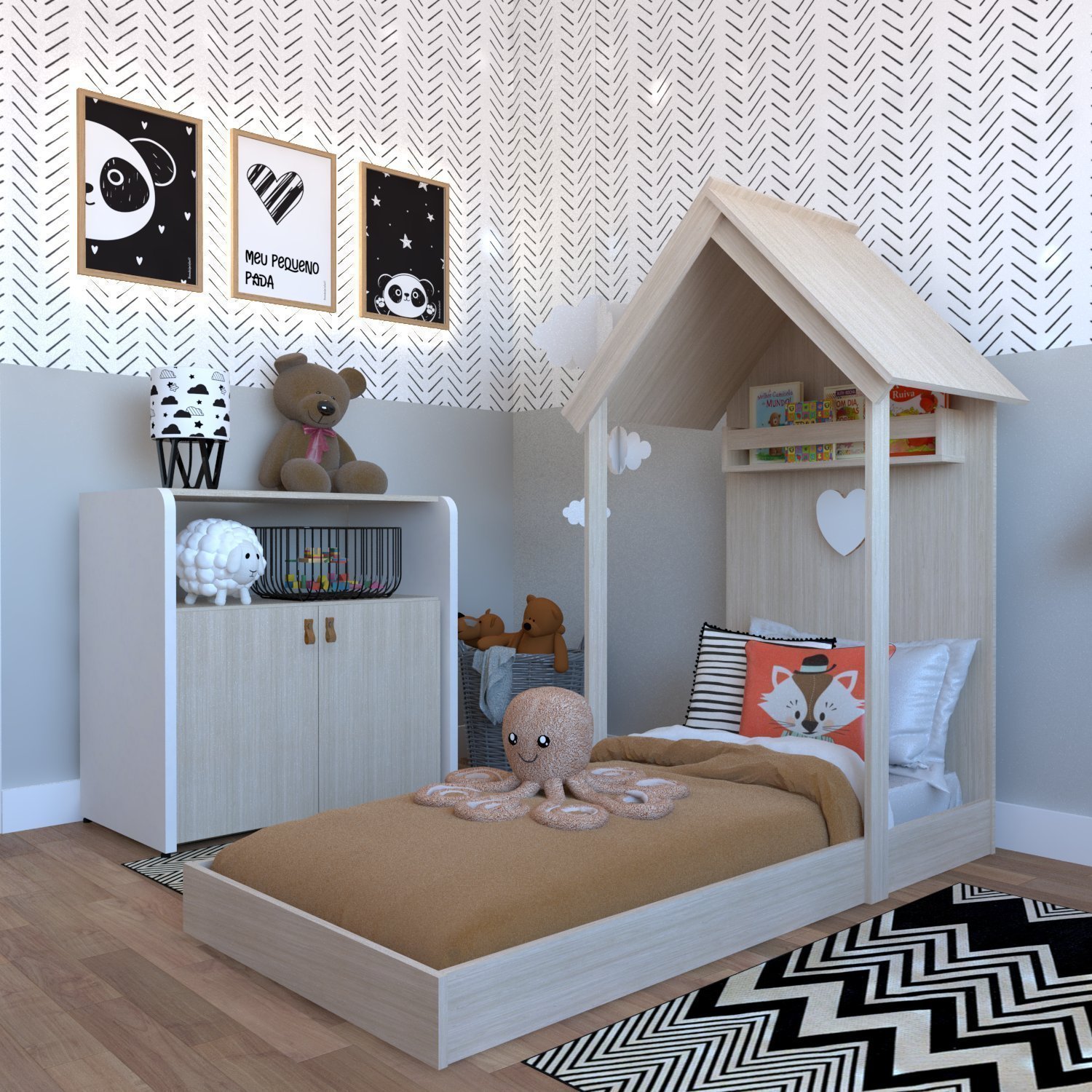 Quarto Infantil com Cama e Armário Espresso Móveis