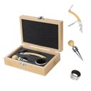 Ver imagem 1 de Kit Vinho Bambu Saca-Rolha Tampa Bico e Anel Corta Gotas