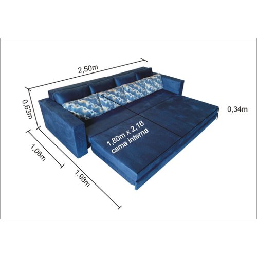 Sofá Retrátil e Reclinável Florianópolis D33 Molas Ensacadas 2.50m
