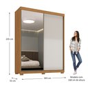 Ver imagem 7 de Guarda Roupas Solteiro 100% MDF 2 Portas de Correr Espelho 3 Gavetas com Pés Natale