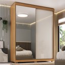 Ver imagem 2 de Guarda Roupas Solteiro 100% MDF 2 Portas de Correr Espelho 3 Gavetas com Pés Natale