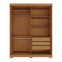 Ver imagem 3 de Guarda Roupas Solteiro 100% MDF 2 Portas de Correr Espelho 3 Gavetas com Pés Natale