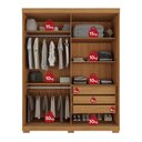 Ver mais imagens de Guarda Roupas Solteiro 100% MDF 2 Portas de Correr Espelho 3 Gavetas com Pés Natale