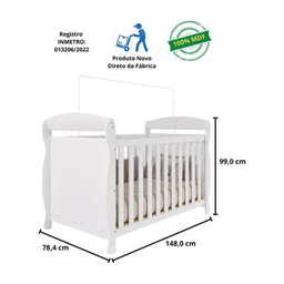 Berço Americano Marquesa 100% Mdf 3 em 1 Mini Cama Peroba - Branco - 3