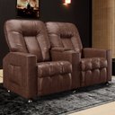 Ver imagem 2 de Poltrona Reclinável para Cinema 2 Lugares Praddo Fh9 Pu Marrom - Mpozenato