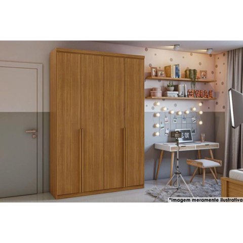 Guarda Roupa Solteiro 4 Portas e 2 Gavetas Alonzo Plus Rovere/amêndoa - Lopas