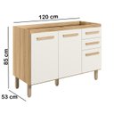Ver imagem 2 de Balcao 03 Portas 120cm sem Tampo 16988 Freijo Off White Cristal Nicioli