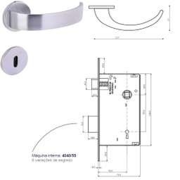 Fechadura Interna Arc 4086546/55 - Cromado Escovado Arouca - 2