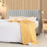 Cabeceira Cama Box Queen 1,60m Estofada Havai Veludo Cinza Claro - 1