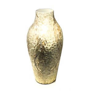 Vaso Decorativo Cerâmica Flores Buquê Arranjo Flor Objeto Decoração Centro Mesa Adorno Aparador 26cm