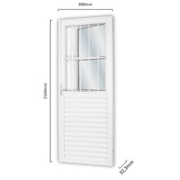 Porta de Alumínio Postigo 210x90cm com 2 Vidros Mini Boreal Linha Solida MGM - 2