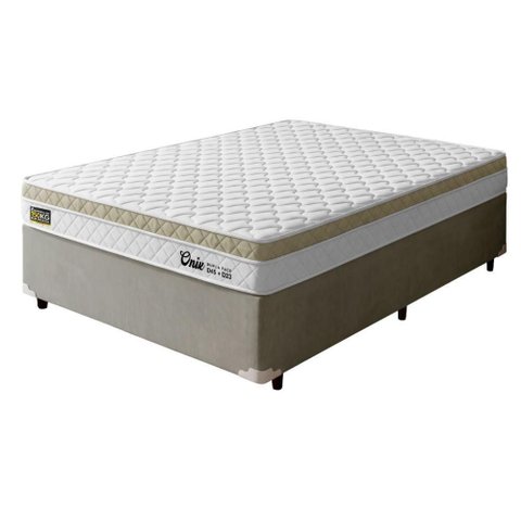 Cama Box Desmontável Queen Onix D45 com Espuma Ortopédica Madeira Branco Hellen Estofados e Colch