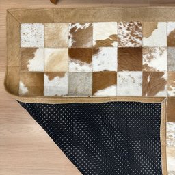 Tapete de Couro Tons Bege Malhado 100x150 Placas 10cm Quadriculado - 4