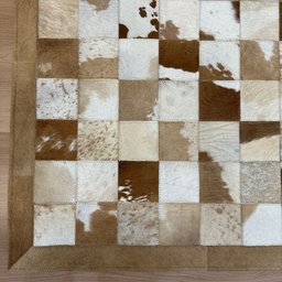 Tapete de Couro Tons Bege Malhado 100x150 Placas 10cm Quadriculado - 3