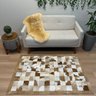 Tapete de Couro Tons Bege Malhado 100x150 Placas 10cm Quadriculado - 1