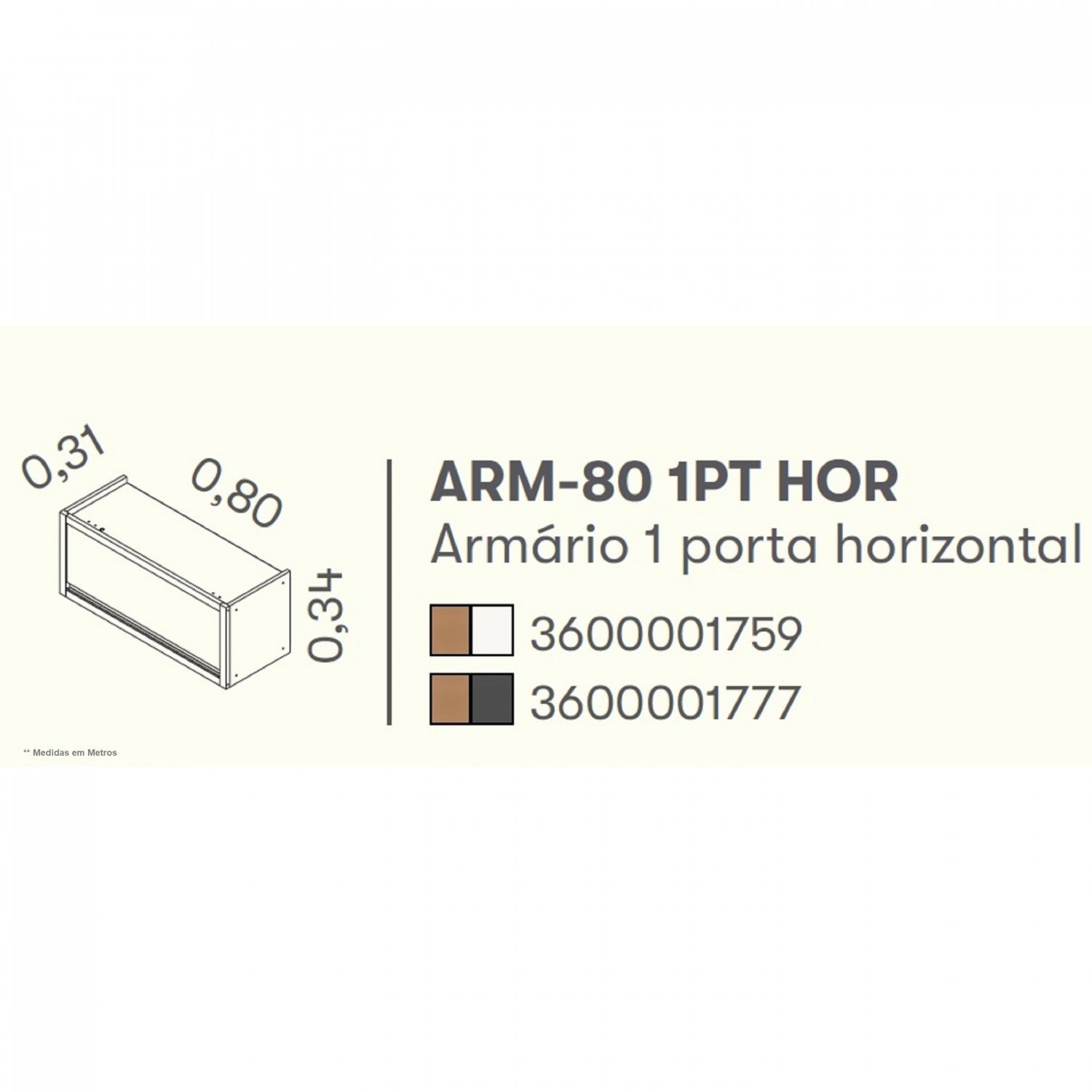 Armário Aéreo 80cm 1 Porta Horizontal MDF Lisboa  - 5