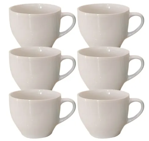 Jogo 6 Xicara Café Chá Porcelana Branco 170ml sem Marca