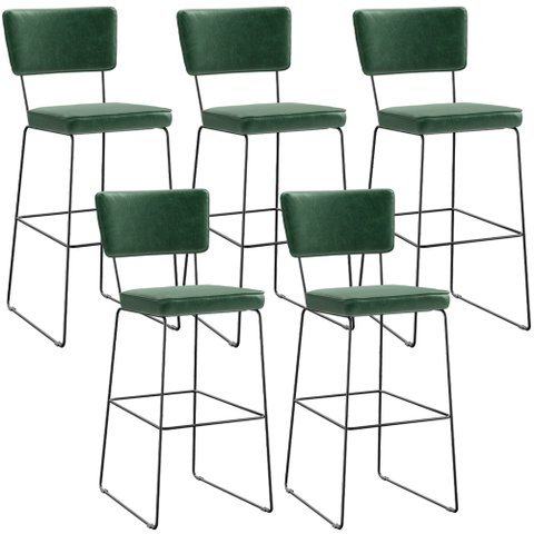 Kit 5 Banquetas Altas Cozinha Sala Jantar Base em Aço Fixa Allana L02 Facto Verde Musgo - Lyam