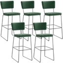 Ver imagem 1 de Kit 5 Banquetas Altas Cozinha Sala Jantar Base em Aço Fixa Allana L02 Facto Verde Musgo - Lyam