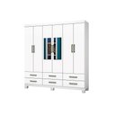 Ver imagem 1 de Guarda-roupa D22 6 Portas 6 Gavetas Com Espelho e Pés Branco