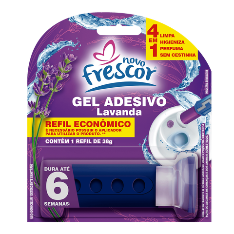 Kit 3 Unidades Refil Detergente Sanitários para Reposição Gel Adesivo 38g Novo Frescor Dura até 6 Se