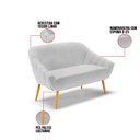 Ver imagem 5 de Kit 01 Namoradeira 02 Lugares e 02 Poltronas Giovana Linho Pés Palito Castanho - D’Rossi - A05 Cinza