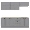 Ver imagem 1 de Cozinha Modulada 11 Pecas 240 Cm Ce381 Americana Cinza Calcare Henn