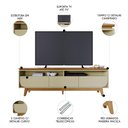 Ver imagem 3 de Rack Bancada de Tv 75 Pol 200cm Celina Z10 Cumaru/opala - Mpozenato