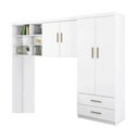 Ver imagem 5 de Quarto Completo Solteiro Juvenil 4 Peças com Guarda Roupa e Bicama Modulado Chiara Branco