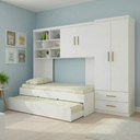 Ver imagem 1 de Quarto Completo Solteiro Juvenil 4 Peças com Guarda Roupa e Bicama Modulado Chiara Branco