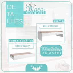 Quarto Completo Modulado Solteiro Juvenil 4 peças - 1 Guarda-Roupa , 1 Módulo Aéreo, 1 Cama Solteiro com 1 Auxiliar Chiara - 11